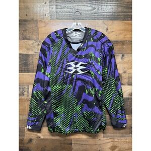 Empire Paintball Jersey Mens Medium Purple Green Graphic Padded Mesh Long Sleeve